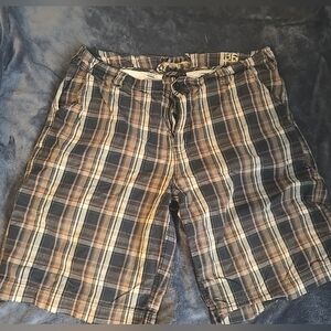 Vintage BKE Plaid Bermuda Shorts Men's Size 36 Brown/Black/Orange 100% Cotton